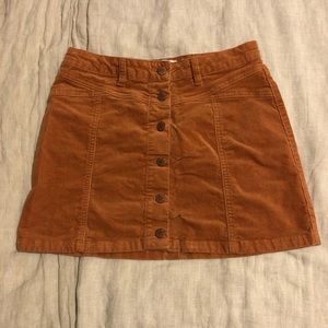 Corduroy brown/orange mini skirt